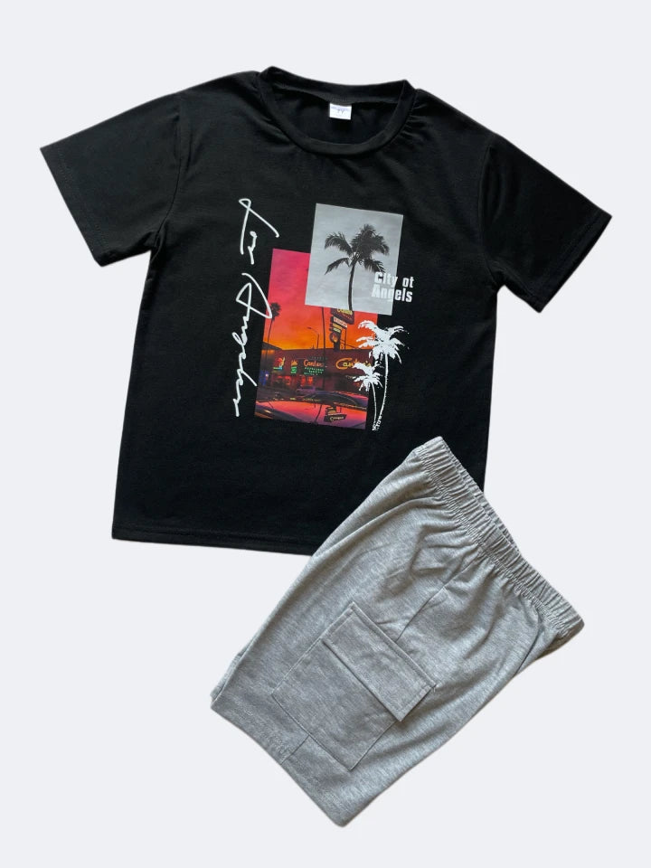 Cartoon Patterns T-Shirt and Short Set