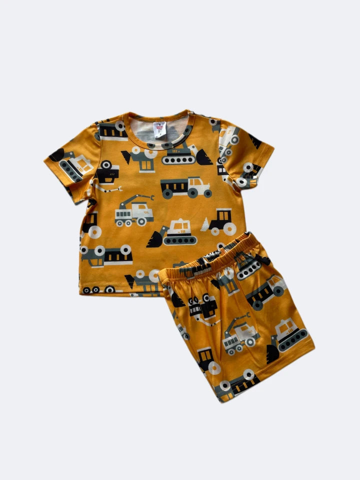 Car Print Orange Clothing Set