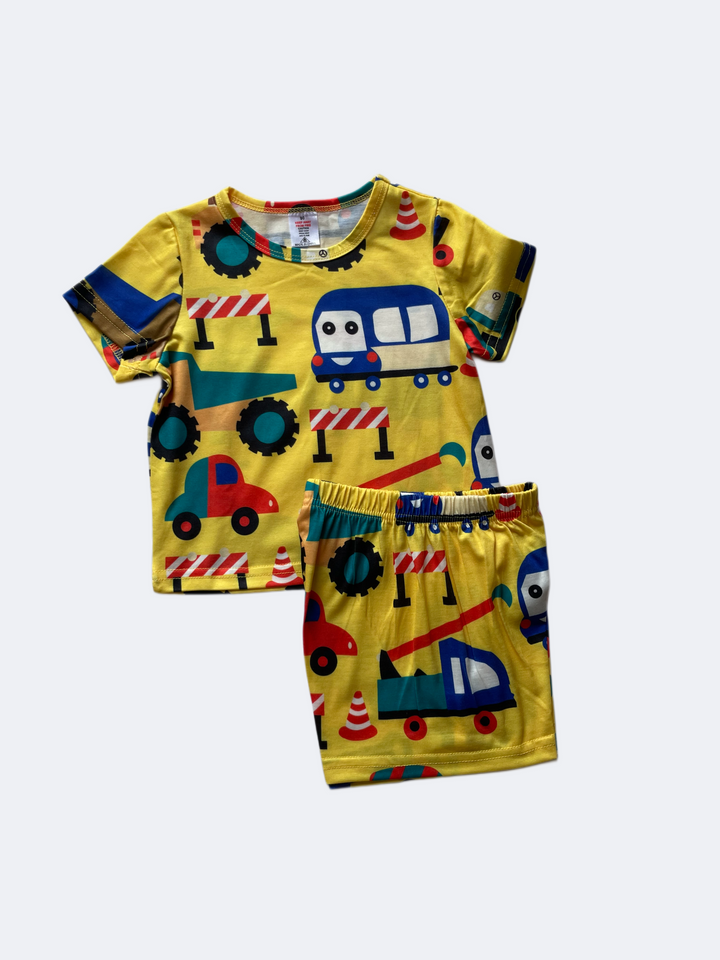 Car Print Yellow Clothing Set