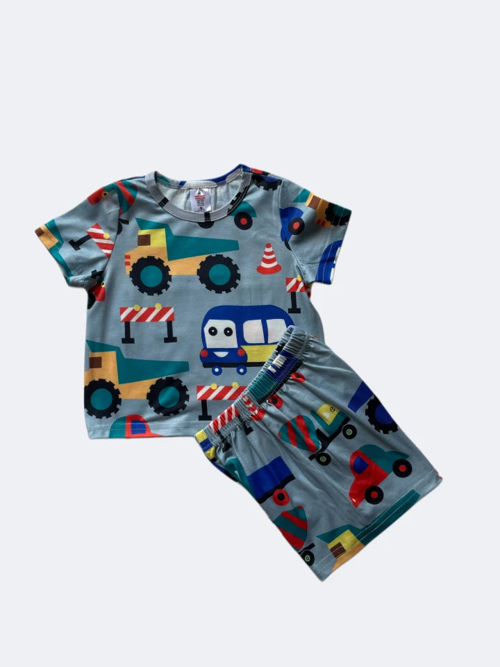 Car Print Gray Clothing Set